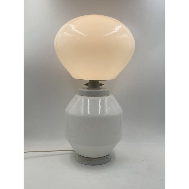 White Space Age White Glass Table Lamp, 1970s For Sale - Image 8 of 16