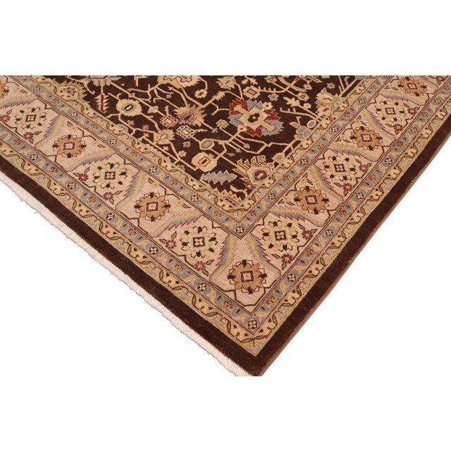 Boho Chic Brown/Beige Wool Rug - 8'1'' X 9'8'' For Sale - Image 4 of 10
