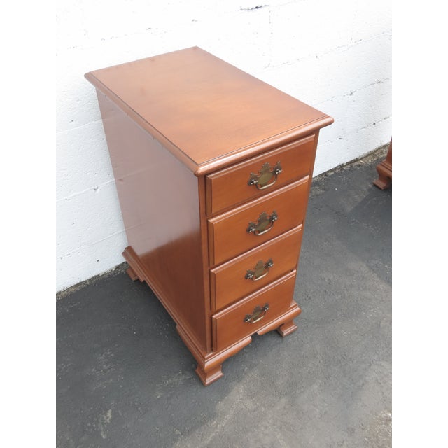 J.B. Van Sciver Company J B Van Sciver Tall and Narrow Maple Nightstands End Bedside Tables a Pair 6436 For Sale - Image 4 of 17