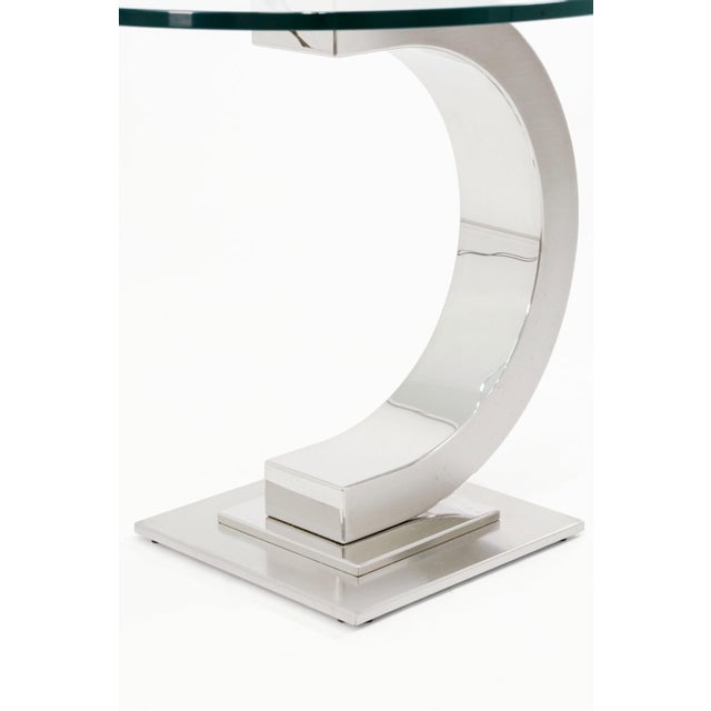 Late 20th Century Curved Modernist Chrome and Glass Side Table For Sale - Image 5 of 7