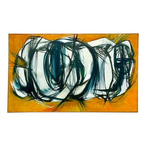 Late 20th Century Vintage Boho Original Abstract Oil Painting on Canvas