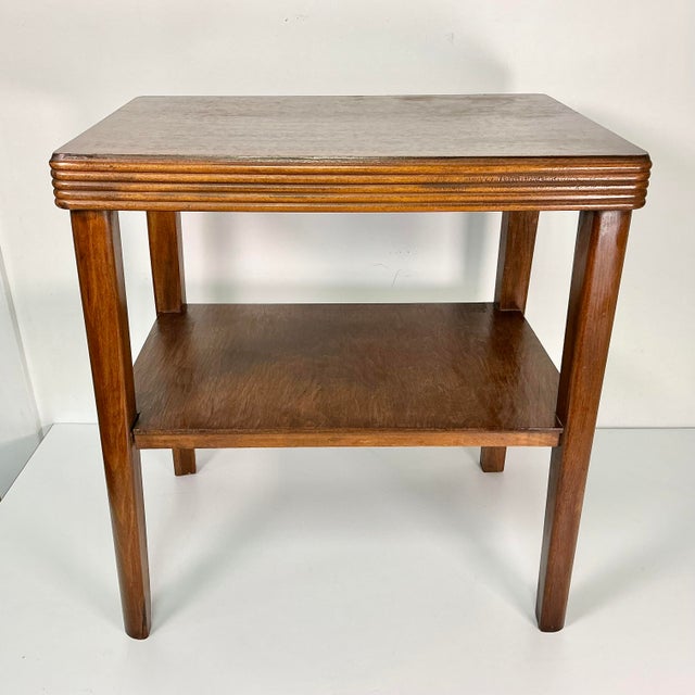 Wood 1930 Vintage Boho Chic Art Deco Wood Side Table, 2 Tier. For Sale - Image 7 of 16