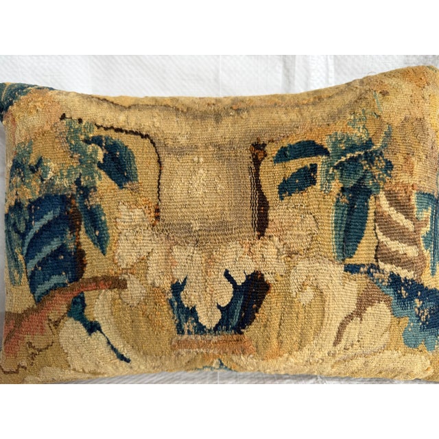 17th Century 17th Century Antique Flemish Verdure Tapestry Pillow For Sale - Image 5 of 7
