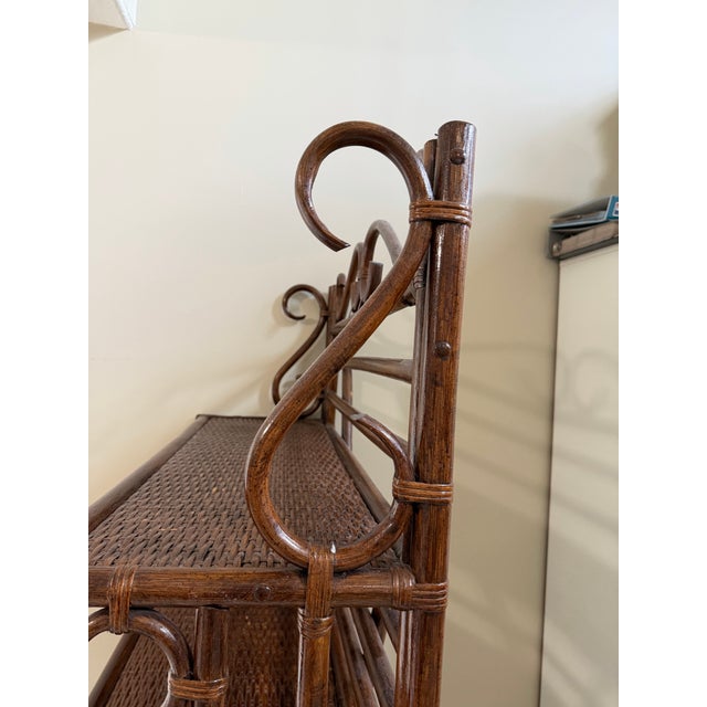 Vintage McGuire-Style Rattan & Woven Cane Étagère For Sale - Image 11 of 12