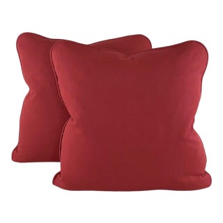 P Kaufmann Waverly Ruby Red Solid Cotton Pillow Covers - a Pair For Sale