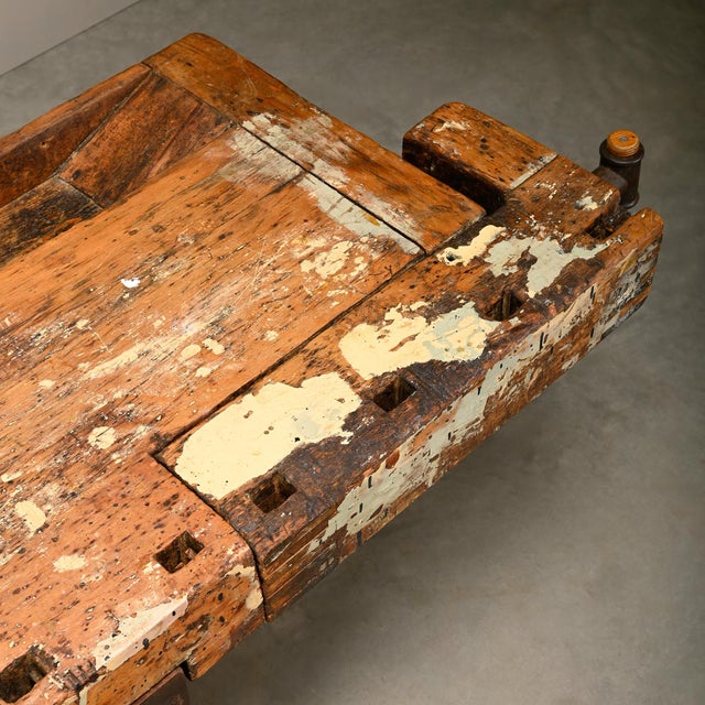 Vintage Industrial Rustic Carpenter's Workbench in Wood, 1950s For Sale - Image 11 of 18