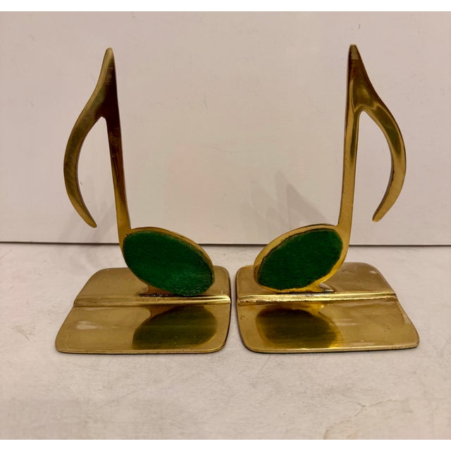 Pair Solid Brass Musical Notes Bookends For Sale - Image 4 of 8