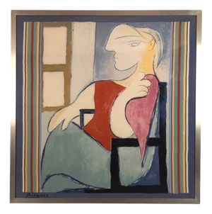Picasso, Portrait of Marie-Thérèse, 1960s, Lithograph on Scarf, Framed