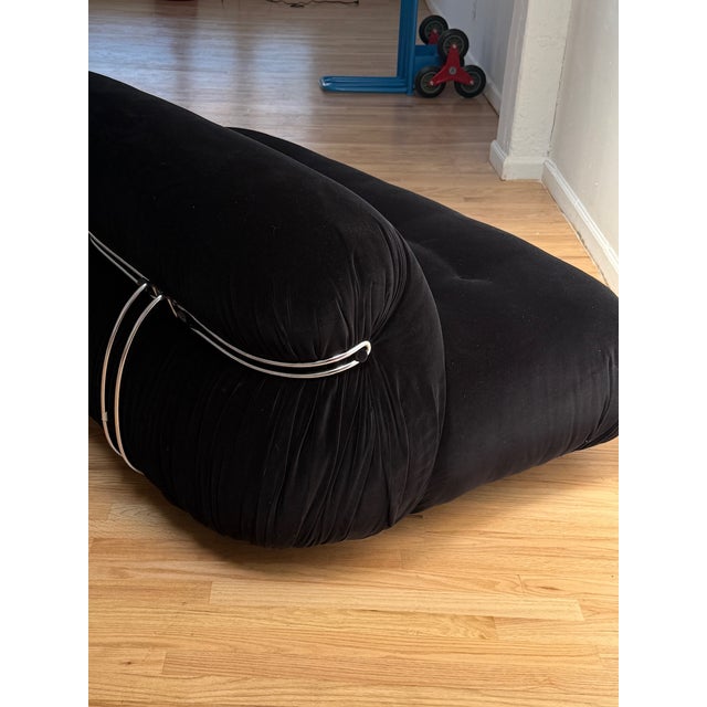 Black Velvet Soriana Sofa by Afra and Tobia Scarpa, Cassina, Italy 1970s For Sale In New York - Image 6 of 8
