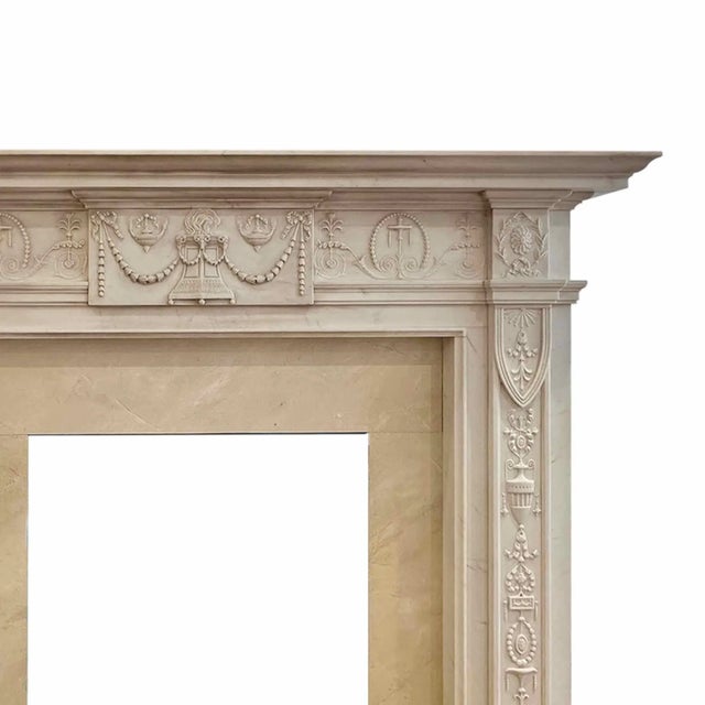 Mid 20th Century English Marble Mantel - Carved Statuary Marble For Sale - Image 5 of 11
