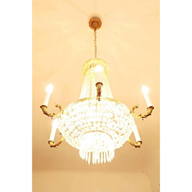 Classicist Crystal and Brass Chandelier For Sale - Image 4 of 5