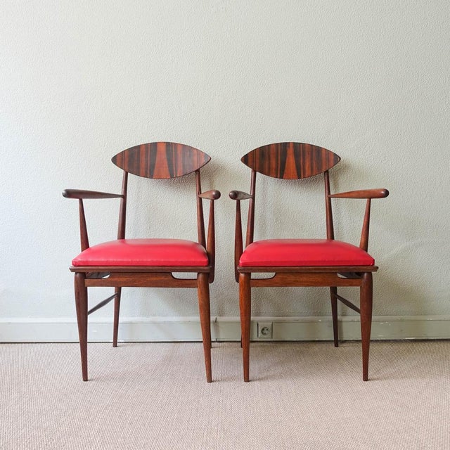 Set of Vintage Portuguese Armchairs in Sucupira Wood, 1950s For Sale - Image 9 of 18