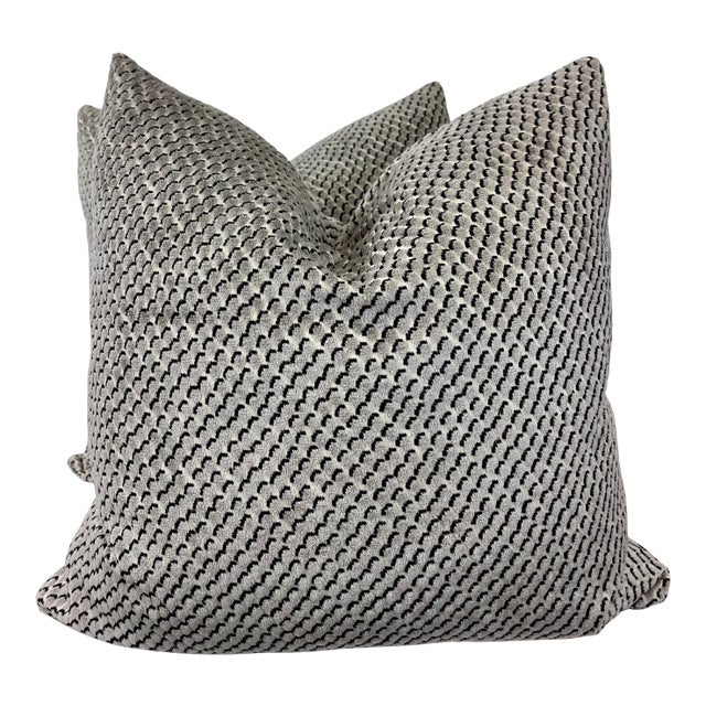 Kravet "Mazzy Dot Velvet" in Storm 22" Pillows-A Pair For Sale
