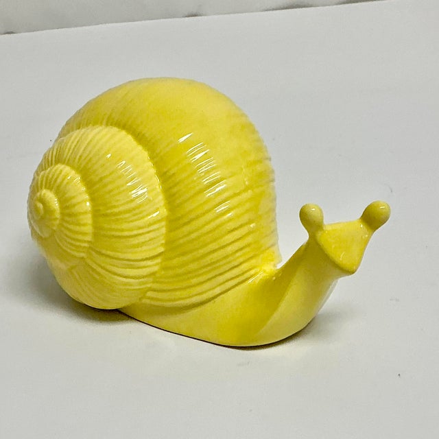 Mid-Century Folk Art Boho Chic Hollywood Regency Ceramic Snail Figural, Large For Sale - Image 4 of 12