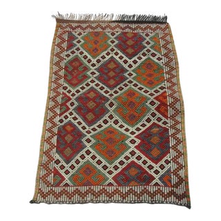 Vintage Small Embroidered Kilim Rug - 2'8" x 4' For Sale