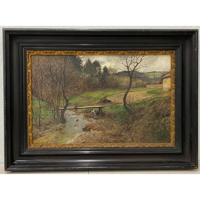 Victor Mytteis Hungarian Country Landscape With Figures C.1902 For Sale - Image 12 of 12