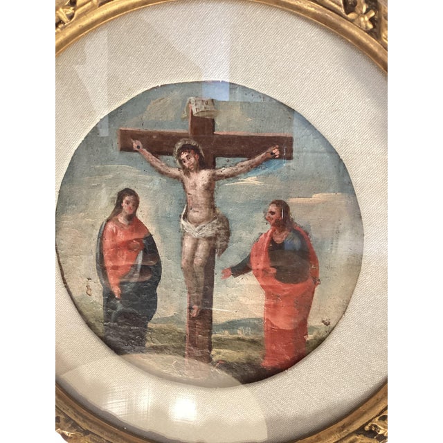 Italian Artist, Sacred Scene, 18th Century, Round Oil on Canvas Paintings, Set of 2 For Sale - Image 6 of 11