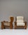 Pair of 1970s French Chestnut Brown Brutalist Oak Upholstered Armchairs For Sale - Image 12 of 15