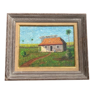 1960’s Impressionist Rustic Spanish Cottage Landscape Painting For Sale