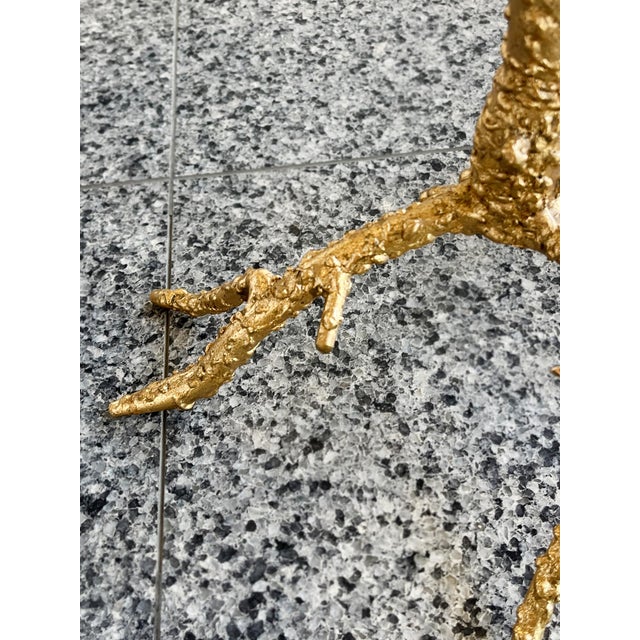 White Quartz & Gilt Metal Cocktail Table For Sale - Image 9 of 9