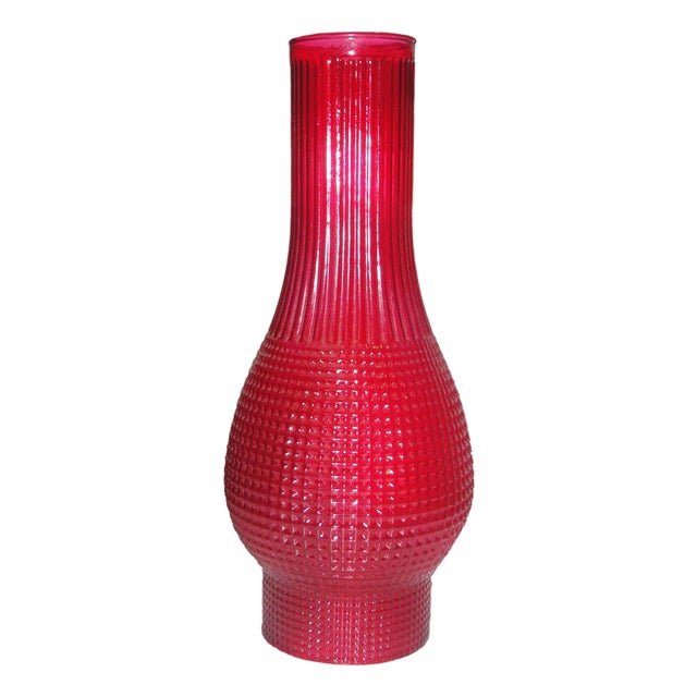 Ruby Red Straight Glass Chimney For Sale