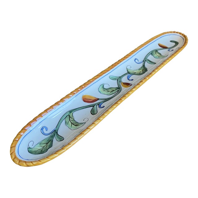 1990s Fitz and Floyd Narrow Olive Serving Dish For Sale