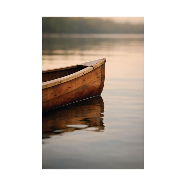 Paper Wooden Canoe Reflection, Minimalist Lake Art Print, 24″ × 36″ For Sale - Image 7 of 8