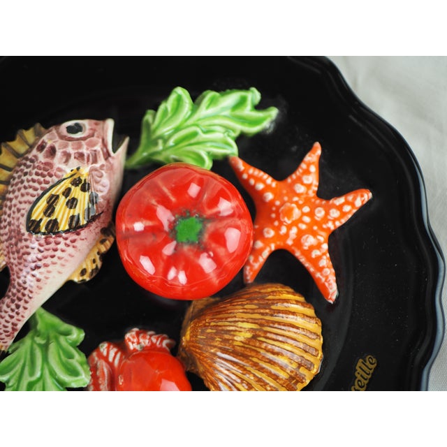 Ceramic 1950s French Vallauris Majolica Trompe l'Oeil Fish Decorative Wall Plate For Sale - Image 7 of 10