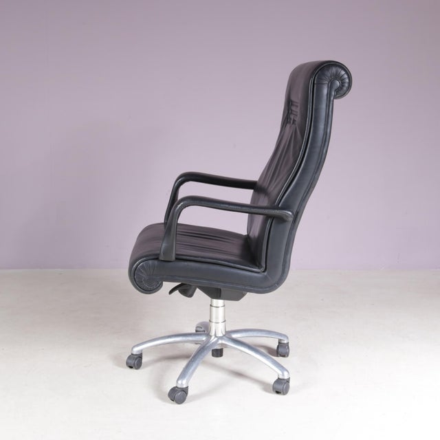 Vintage Italian Black Leather Desk Chair from Poltrona Frau, 2000s For Sale - Image 6 of 13