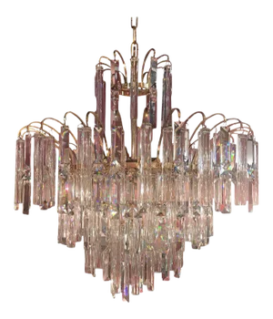 Vintage Crystal and Gold Plated Mid-Century Modern Chandelier