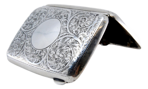 Silver Cigarette Case with Engraved Floral Motifs