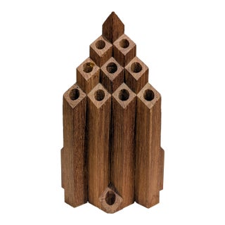 Scandinavian Teak & Marble Bud Vase, 1960s For Sale