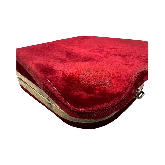 Antique French Red Velvet Jewelry Casket For Sale - Image 15 of 16