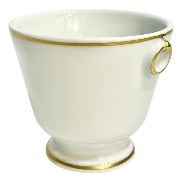 Vintage Gilt Decorated White Porcelain Small Urn or Matchstick Holder From the Louvre Museum For Sale