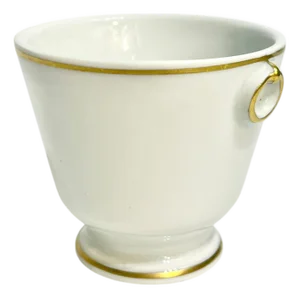 Vintage Gilt Decorated White Porcelain Small Urn or Matchstick Holder From the Louvre Museum