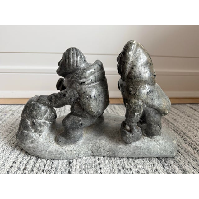Tribal Vintage Inuit Soapstone Carving For Sale - Image 3 of 11