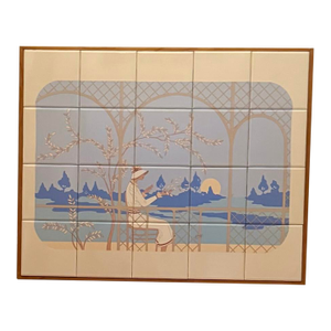 Large Vintage Poole Pottery (England) Tile Wall Hanging: "Art Deco Autumn" by Robert Dago
