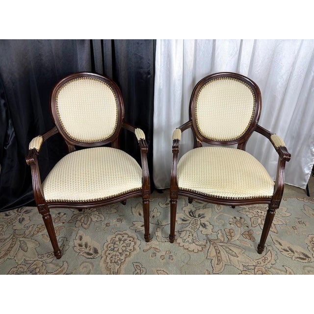 Late 20th Century Late 20th Century The Executive’s Alcove: Neoclassical Writing Console & Medallion Armchair Suite — 3 Pieces For Sale - Image 5 of 14