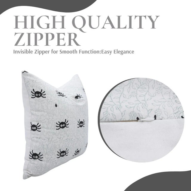 Fabdivine Spider Handmade Block Print Pillow Cover for Halloween Decor Size-12x20 For Sale - Image 4 of 6