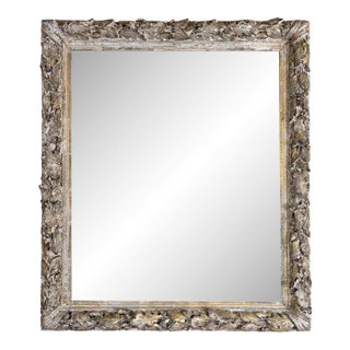 19th Century French Rococo Silvered Wood Mirror With Original Mercury Glass For Sale