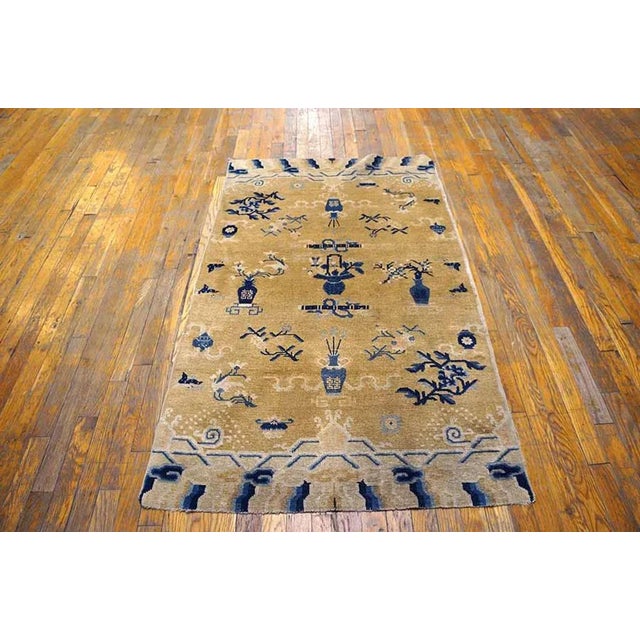 19th Century Chinese Ningxia Rug ( 3' x 5' - 4"2 x 162 cm ) Antique Chinese – Ningxia Ivory 1870s Rug, Circa Date: 1870s....