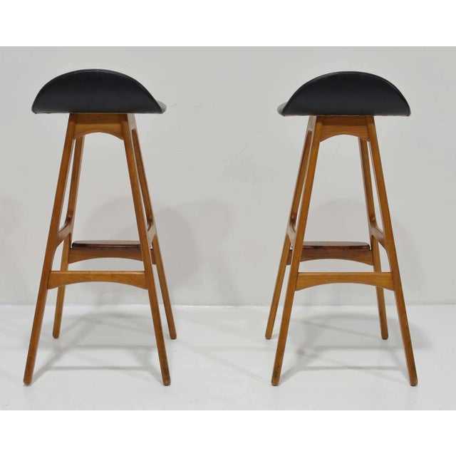 Erik Buch Bar Stools Model Od-61 Produced by O. D. Mobler in Denmark in Teak For Sale In Dallas - Image 6 of 8