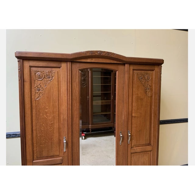 Vintage Art Deco Wardrobe in Oak, 1930 For Sale - Image 10 of 12