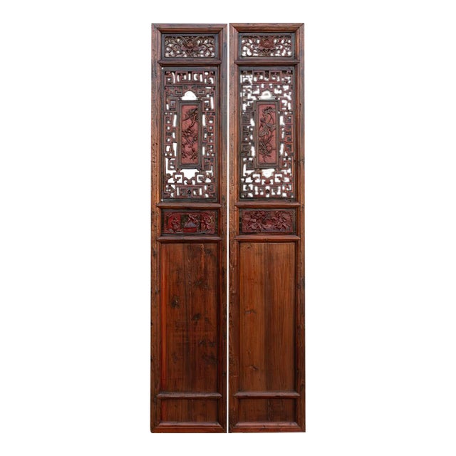 Monumental 103" Tall Chinese Lattice Door Screens, a Pair For Sale