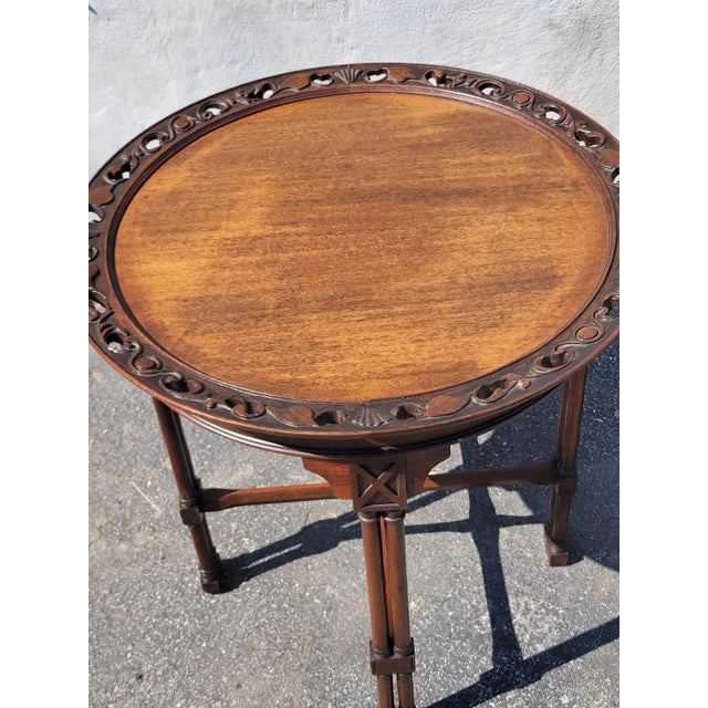 Brown Beautiful 1920 Pie Crust Side Sofa Table. For Sale - Image 8 of 17