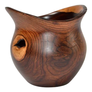 1960s Vintage Handcrafted Cockhill Crafts Style Sculptural Turned Yew Wood Vase