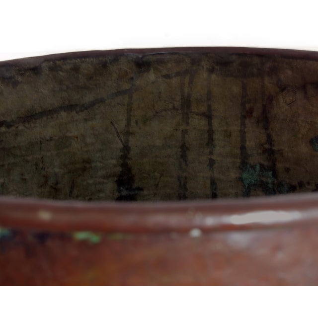 Large Antique Early 19th Century Hand-Hammered Copper Planter with Forged Iron Handles, Italy For Sale - Image 9 of 12