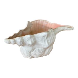 Vintage Coastal Ceramic Conch Shell Planter or Centerpiece