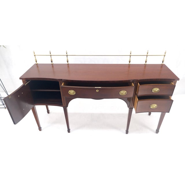 Kindel Brass Gallery Top 3 Drawers 1 Door Mahogany Federal Style Sideboard MINT For Sale - Image 9 of 14