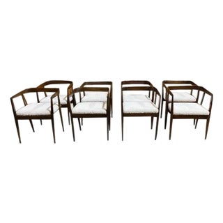 1960s Attributed to Joaquim Tenreiro Rosewood and Cane "U" Chairs - Set of 8 For Sale